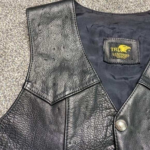 TRD Leathers Black Leather Riding Motorcycle Vest Size XL - Picture 9 of 9